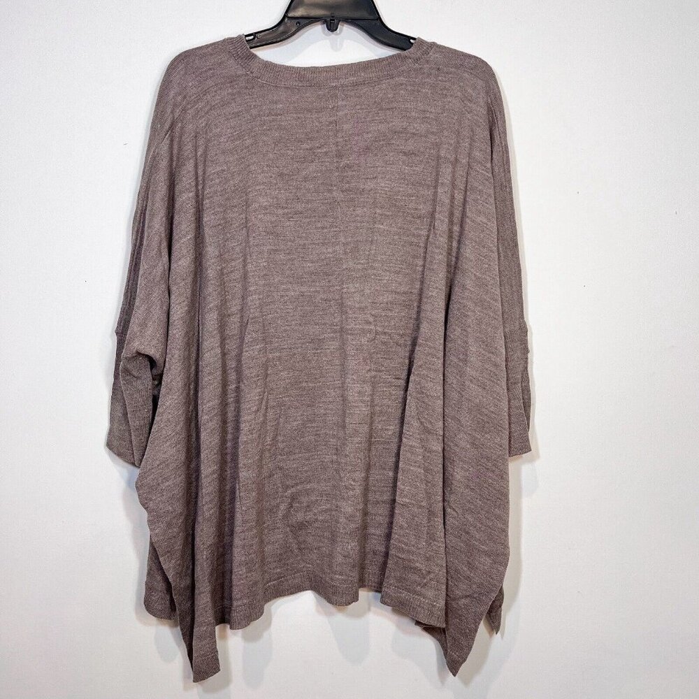 A New Day Sweater Brown V Neck Batwing Sleeve Pullover Poncho‎ Cape One Size - Picture 8 of 11
